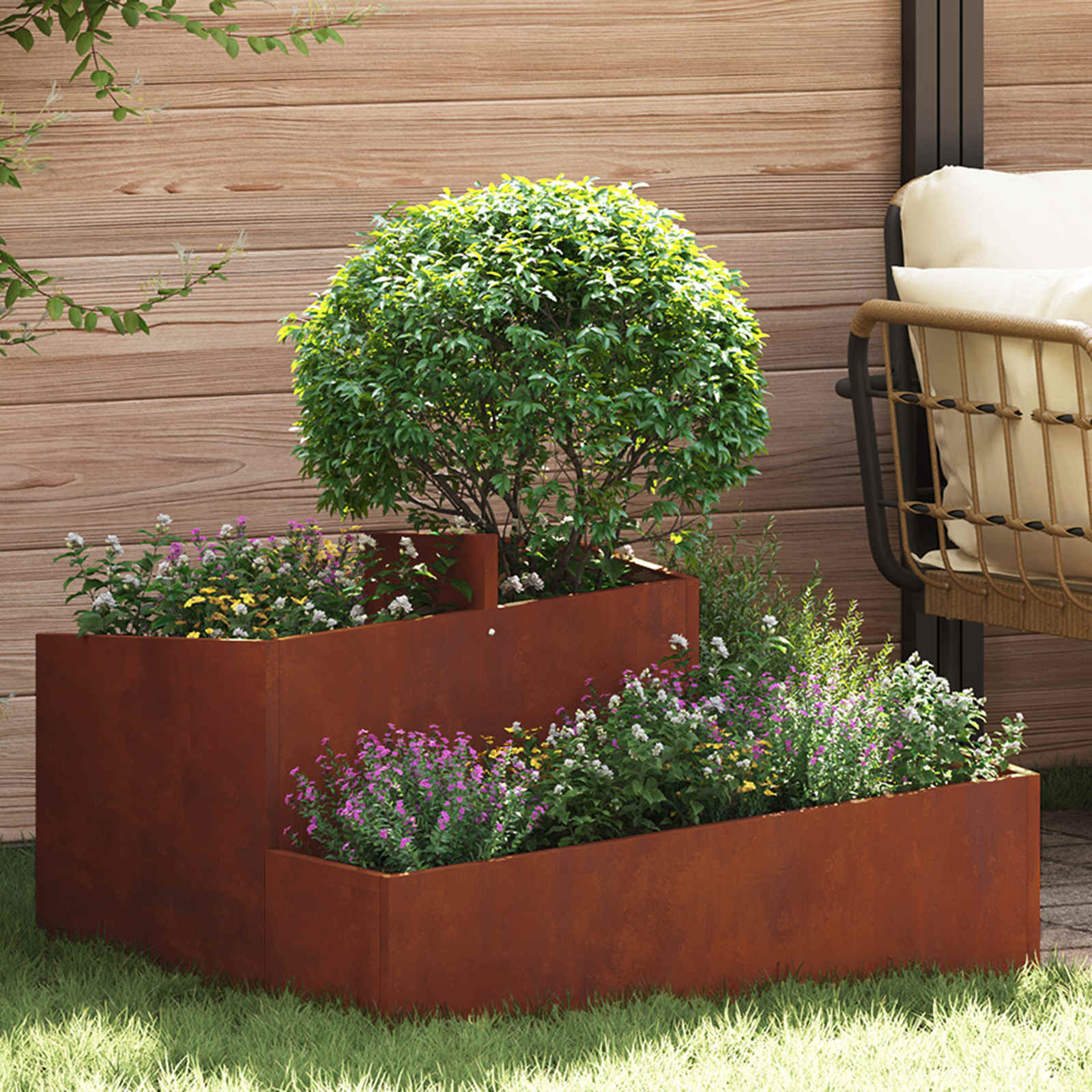 Macetero de Jardín 100 x 100 x 50 cm Acero laminado en frío