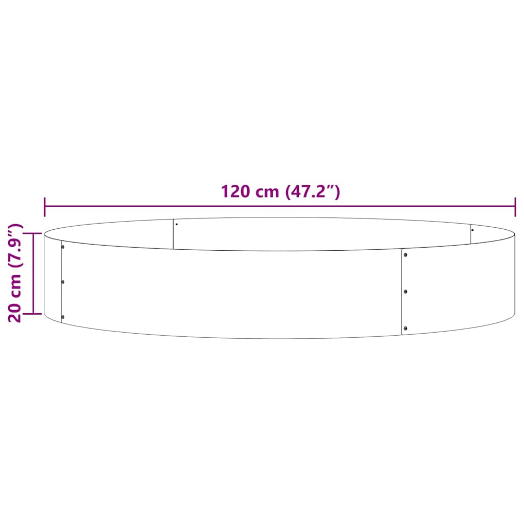 Anillo para maceta 120 x 120 x 20 cm Acero laminado en frío