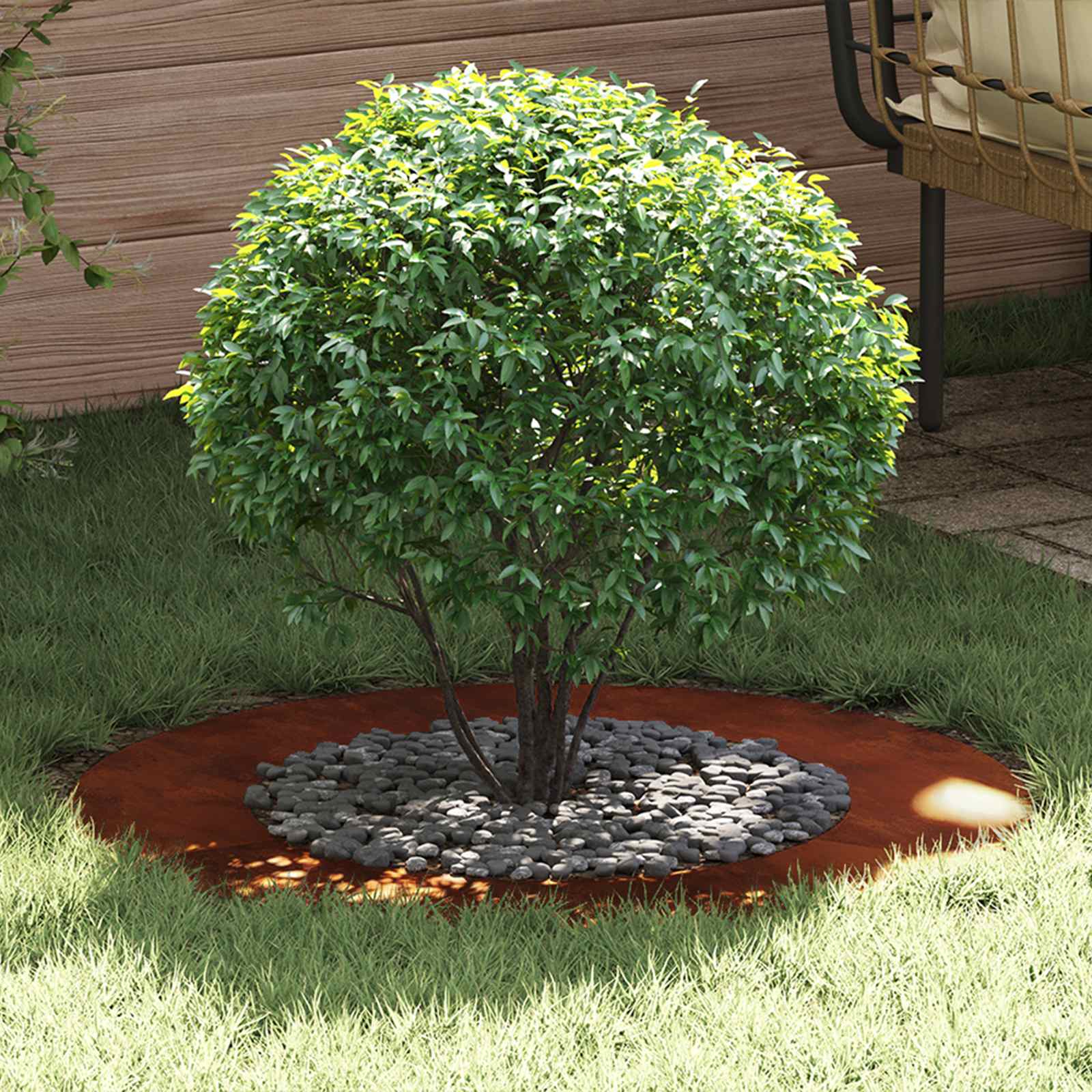 adecuado para Anillo de Árbol Plano Antracita Ø30 / 60 cm Acero