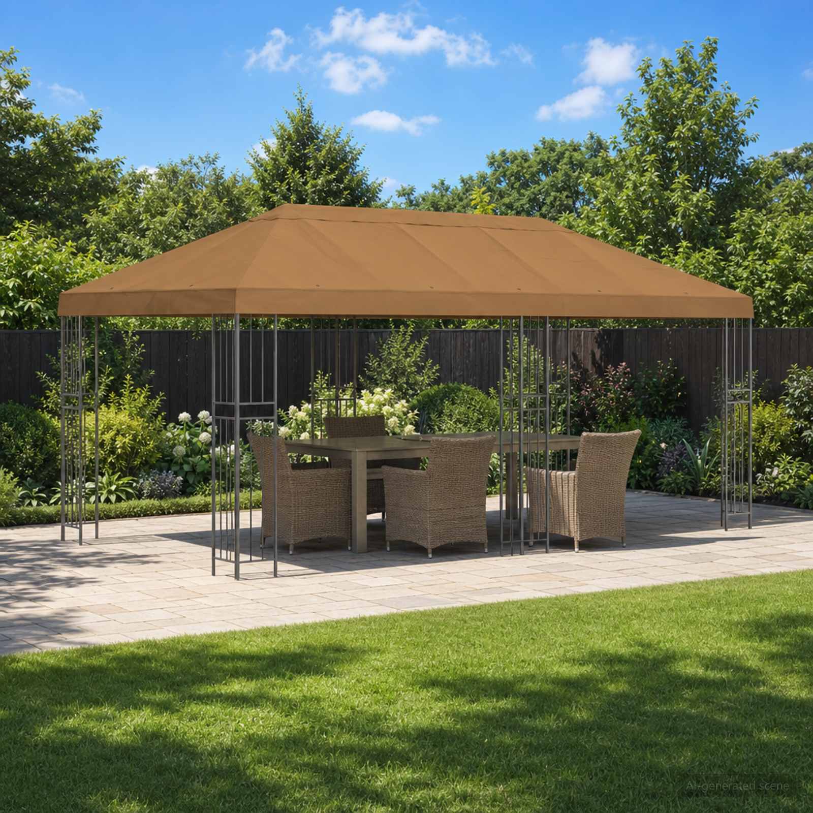 Gazebo with side walls 6 x 3 m Yellow Polyester and Steel