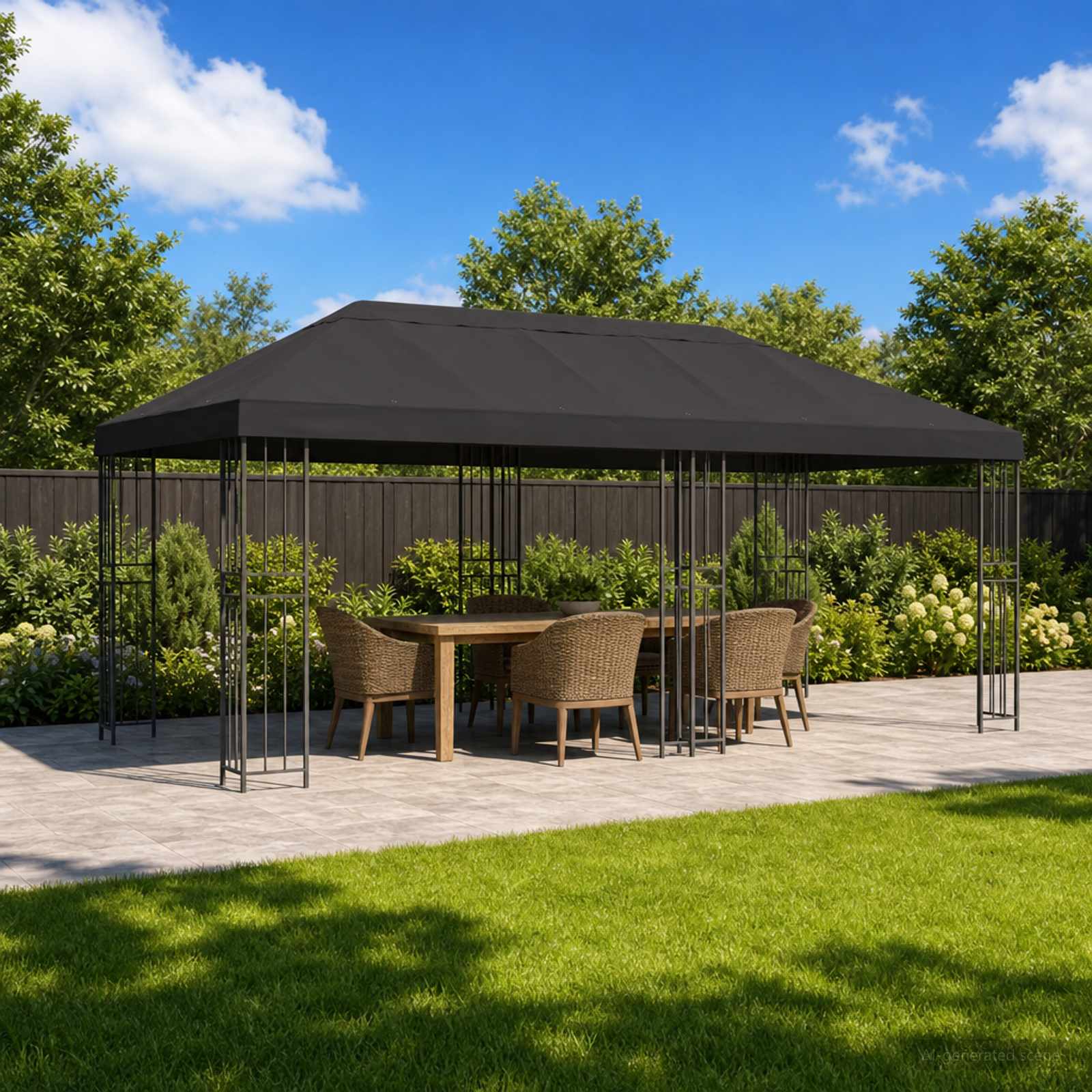 Gazebo with side walls 6 x 3 m Yellow Polyester and Steel