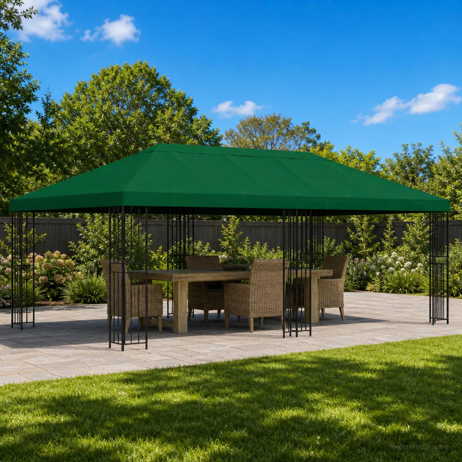 Gazebo with side walls 6 x 3 m Yellow Polyester and Steel