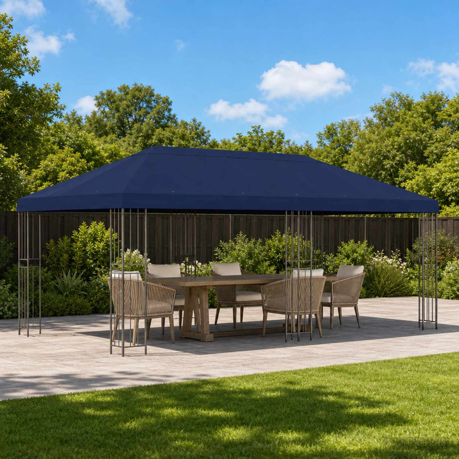 Gazebo with side walls 6 x 3 m Yellow Polyester and Steel