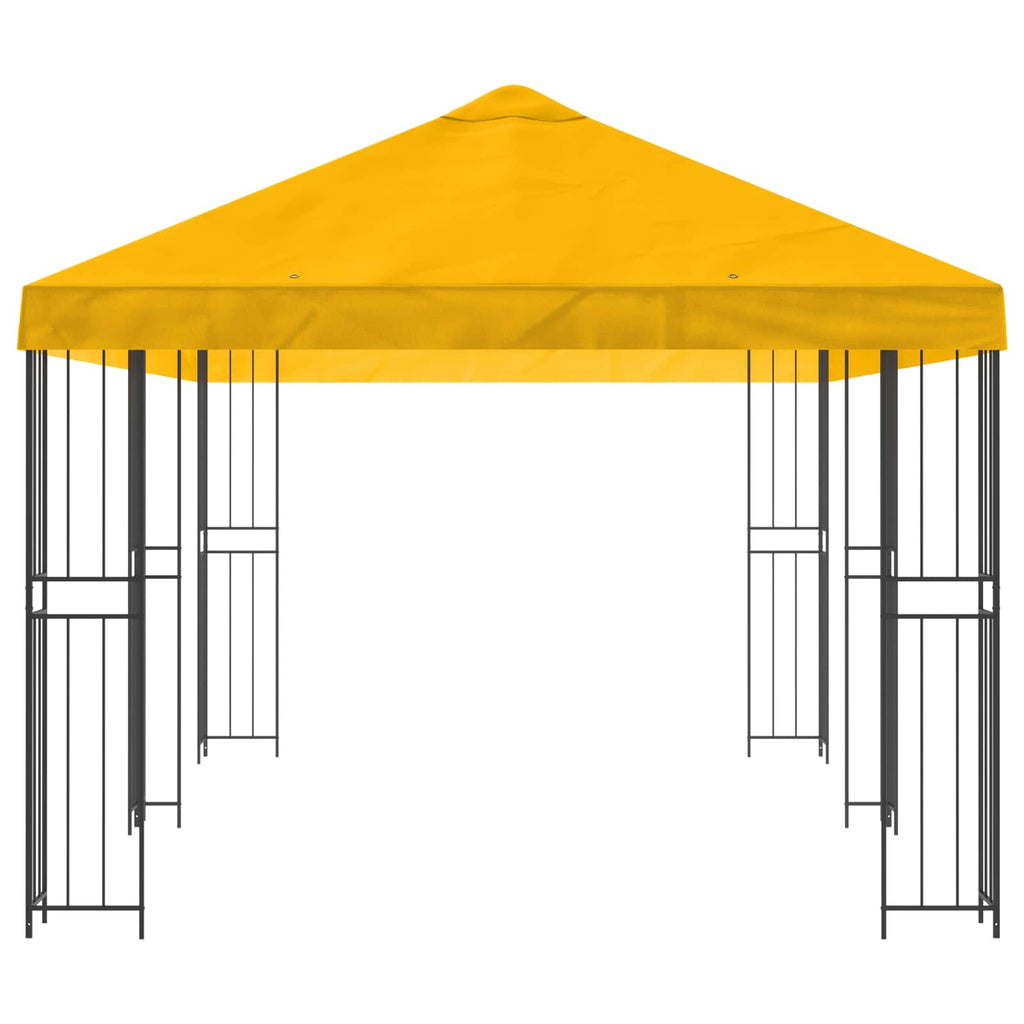 Gazebo con paredes laterales 6 x 3 m Amarillo Poliéster y Acero