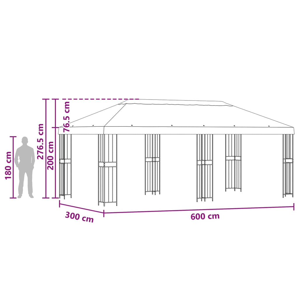 Gazebo con paredes laterales 6 x 3 m Amarillo Poliéster y Acero