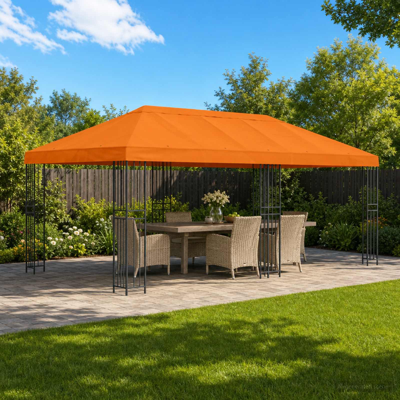 Gazebo with side walls 6 x 3 m Yellow Polyester and Steel