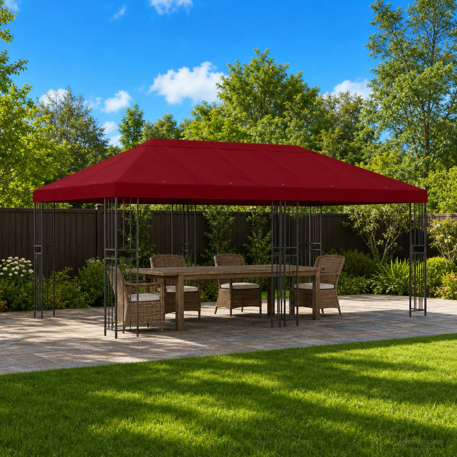 Gazebo with side walls 6 x 3 m Yellow Polyester and Steel