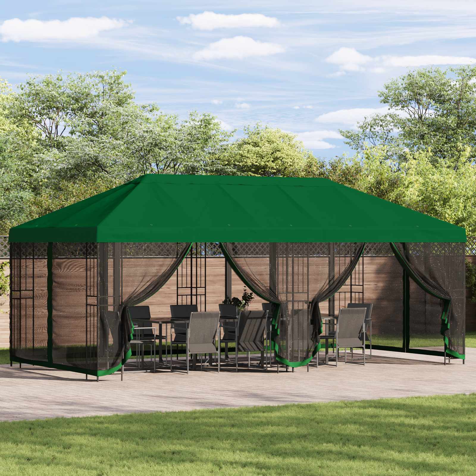 Tenda de jardim com paredes laterais 6 x 3 m Amarelo Poliéster e Aço