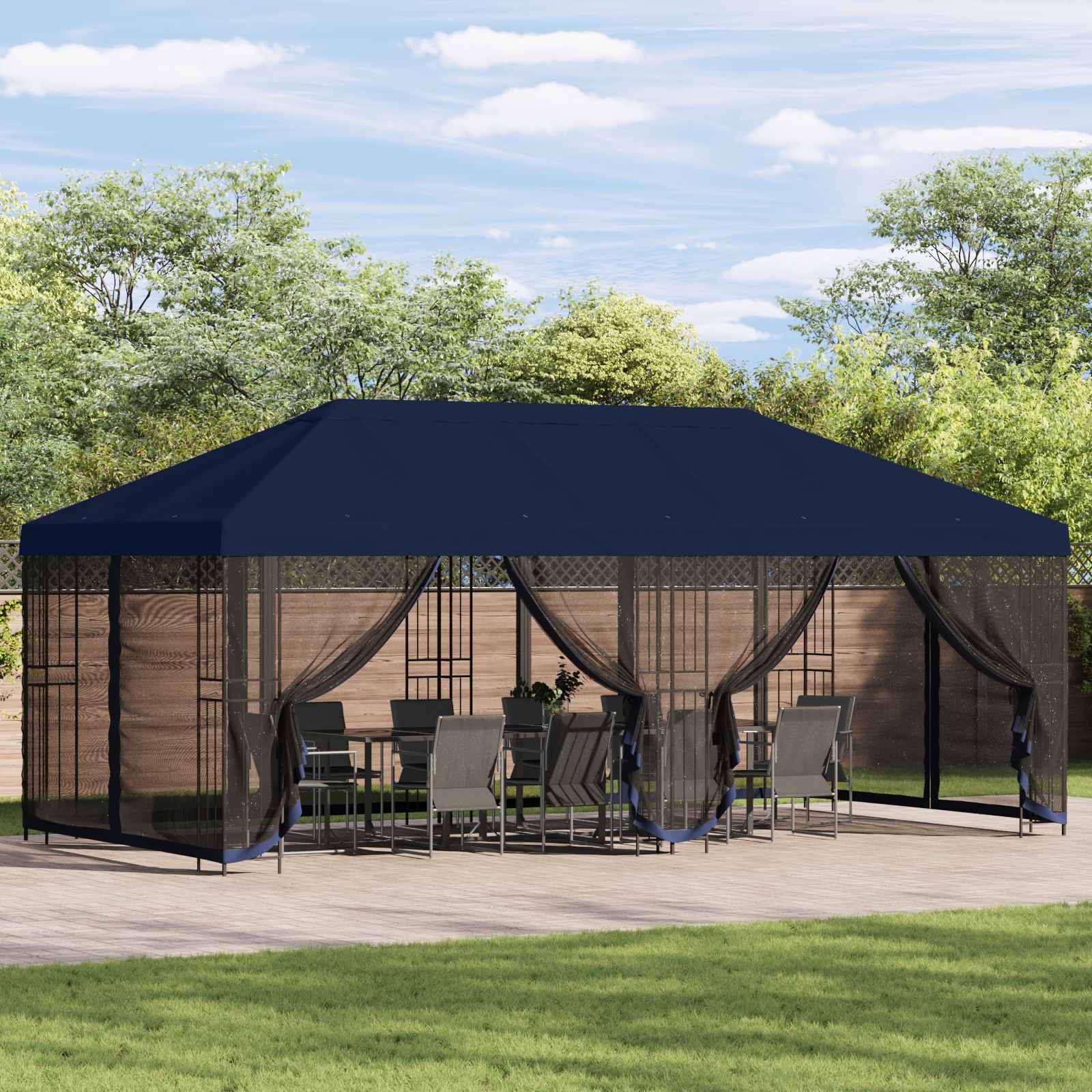 Tenda de jardim com paredes laterais 6 x 3 m Amarelo Poliéster e Aço