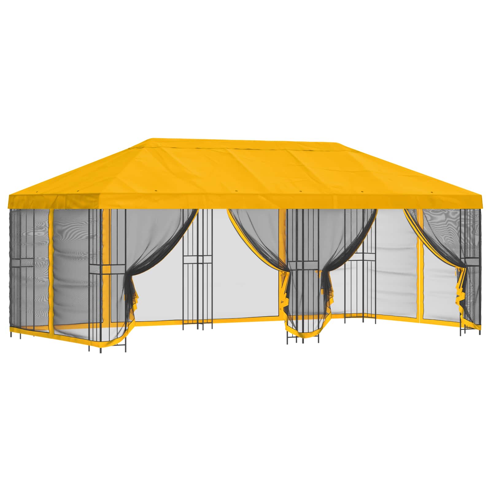 Gazebo con paredes laterales 6 x 3 m Amarillo Poliéster y Acero