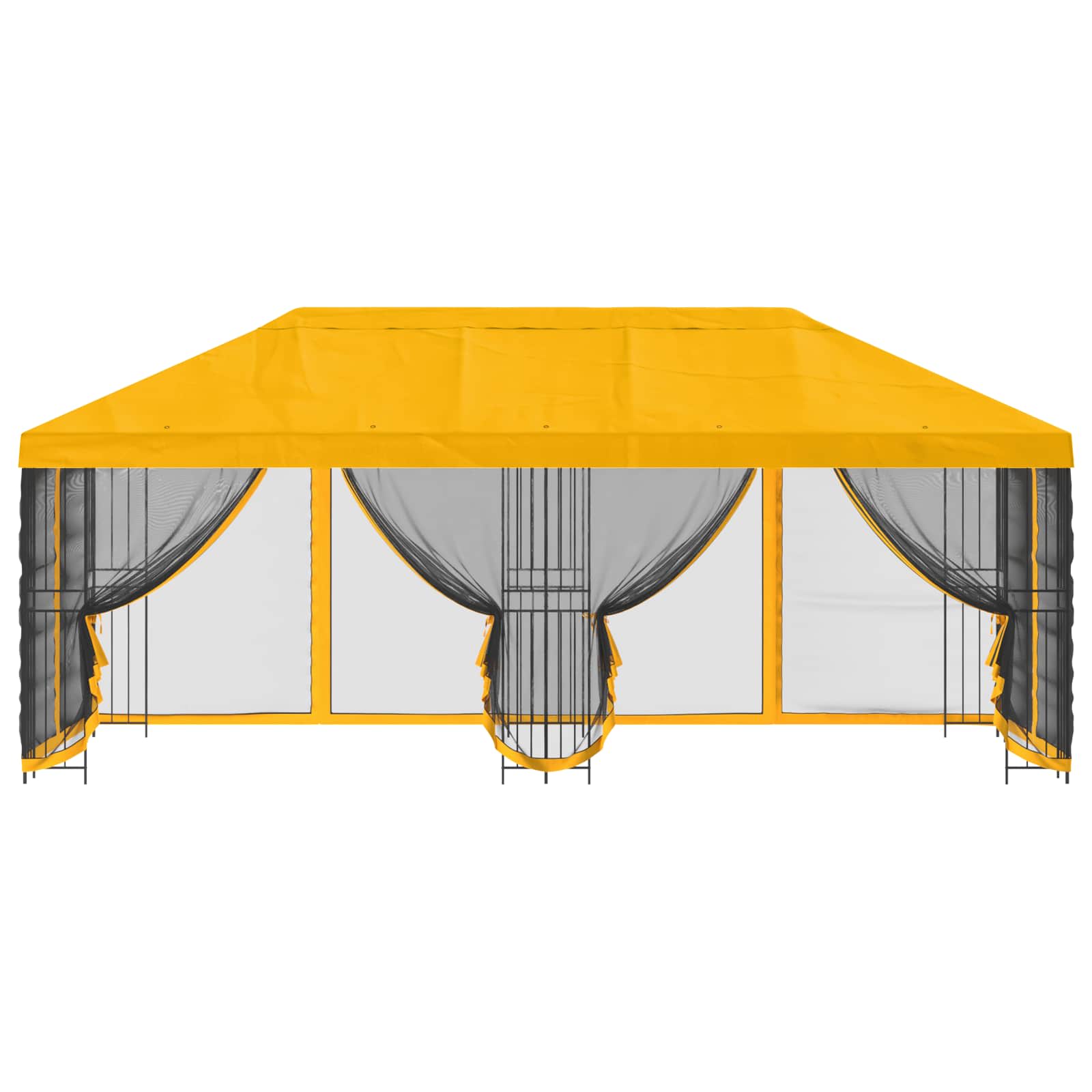Gazebo con paredes laterales 6 x 3 m Amarillo Poliéster y Acero