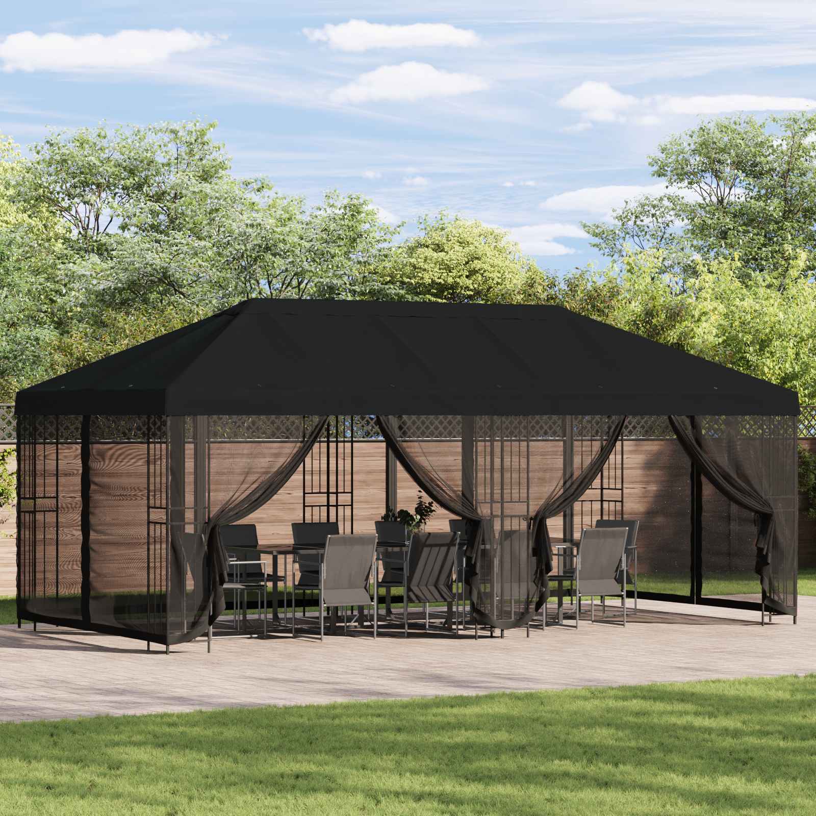 Tenda de jardim com paredes laterais 6 x 3 m Amarelo Poliéster e Aço