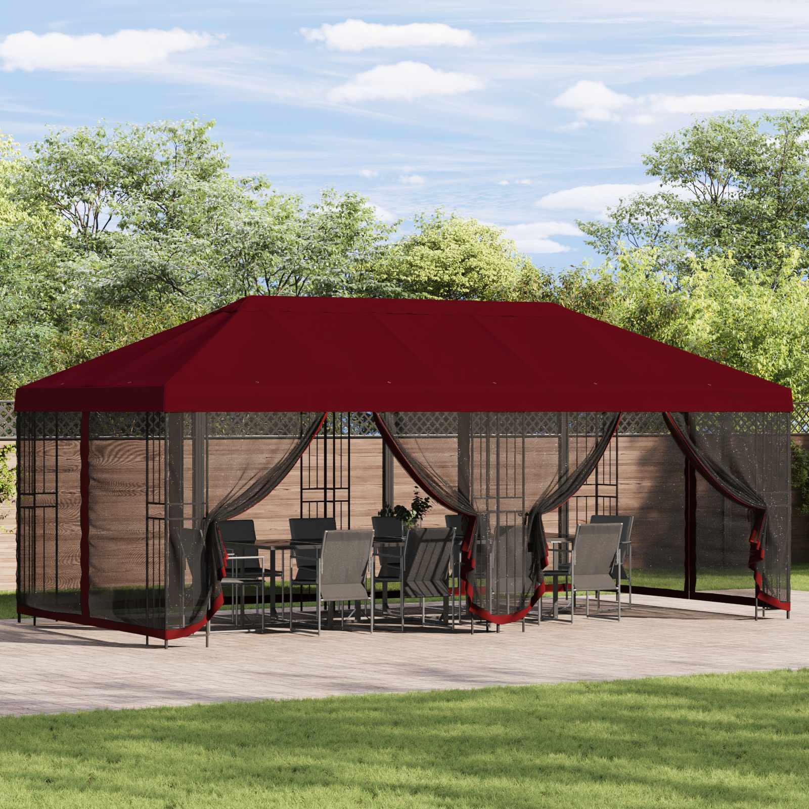 Tenda de jardim com paredes laterais 6 x 3 m Amarelo Poliéster e Aço