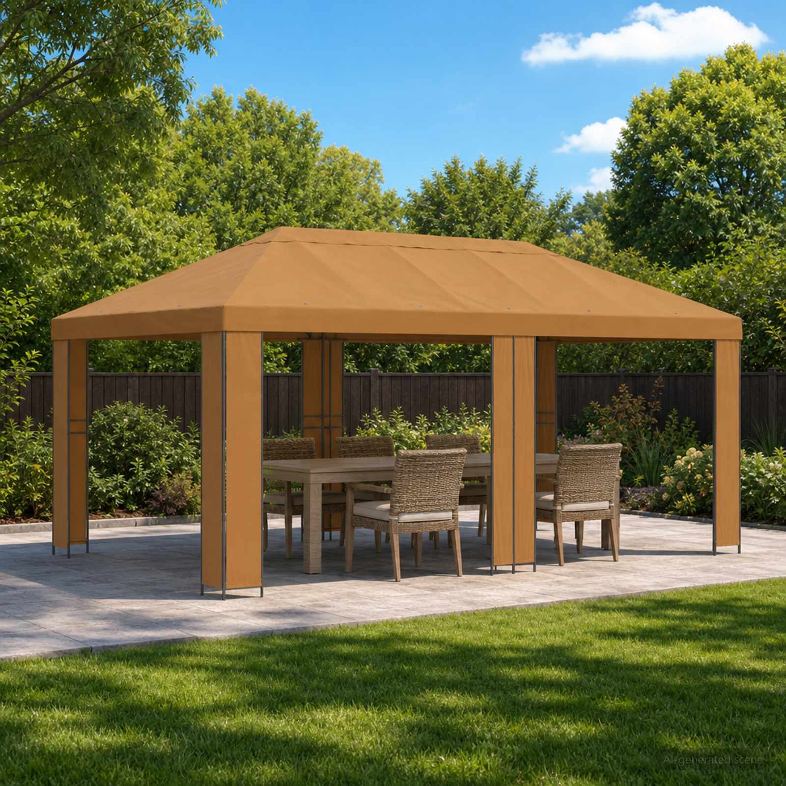 Garden Gazebo 6 x 3 m Yellow Polyester and Steel 190