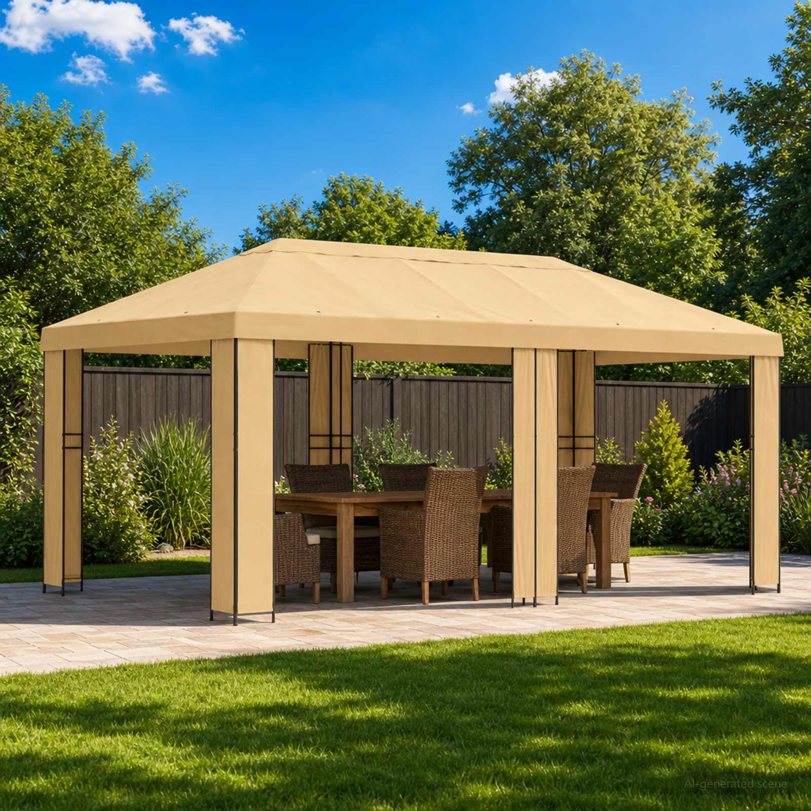 Garden Gazebo 6 x 3 m Yellow Polyester and Steel 190