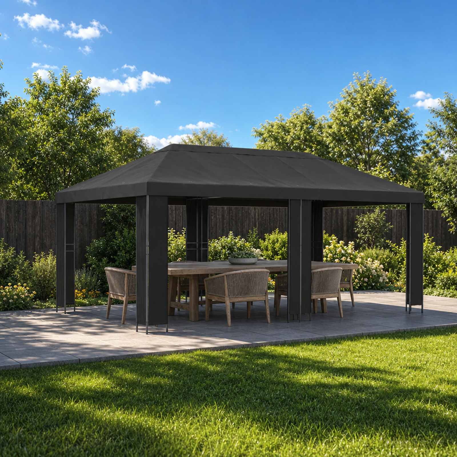 Garden Gazebo 6 x 3 m Yellow Polyester and Steel 190