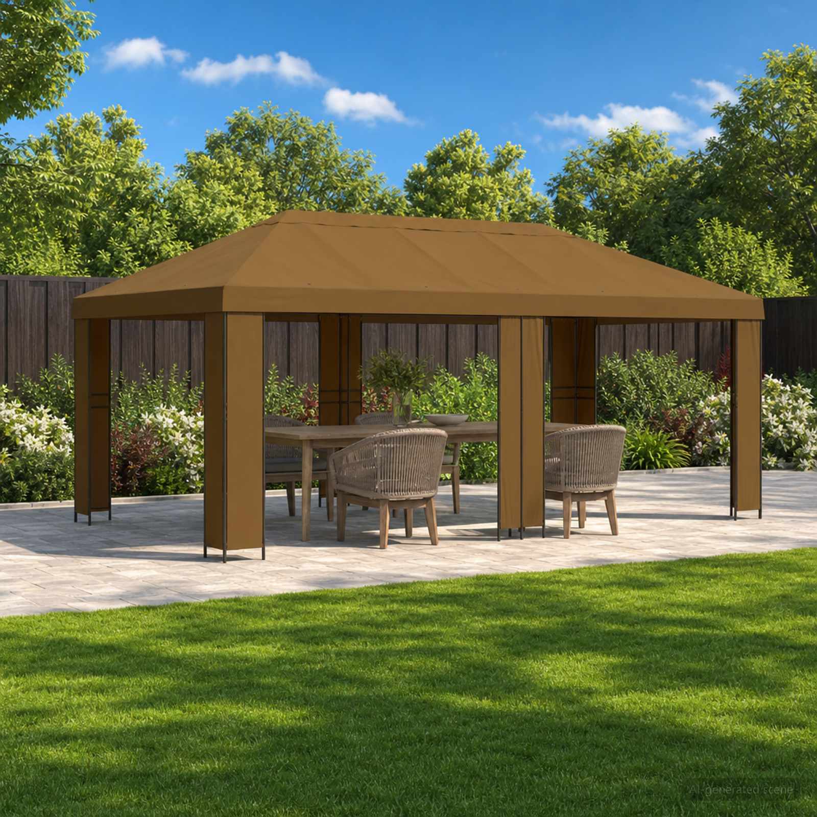 Garden Gazebo 6 x 3 m Yellow Polyester and Steel 190