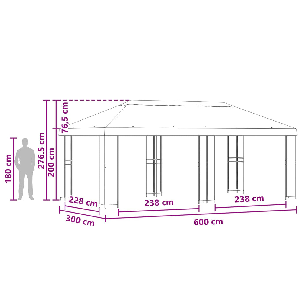 Gazebo de Jardín 6 x 3 m Amarillo Poliéster y Acero 190