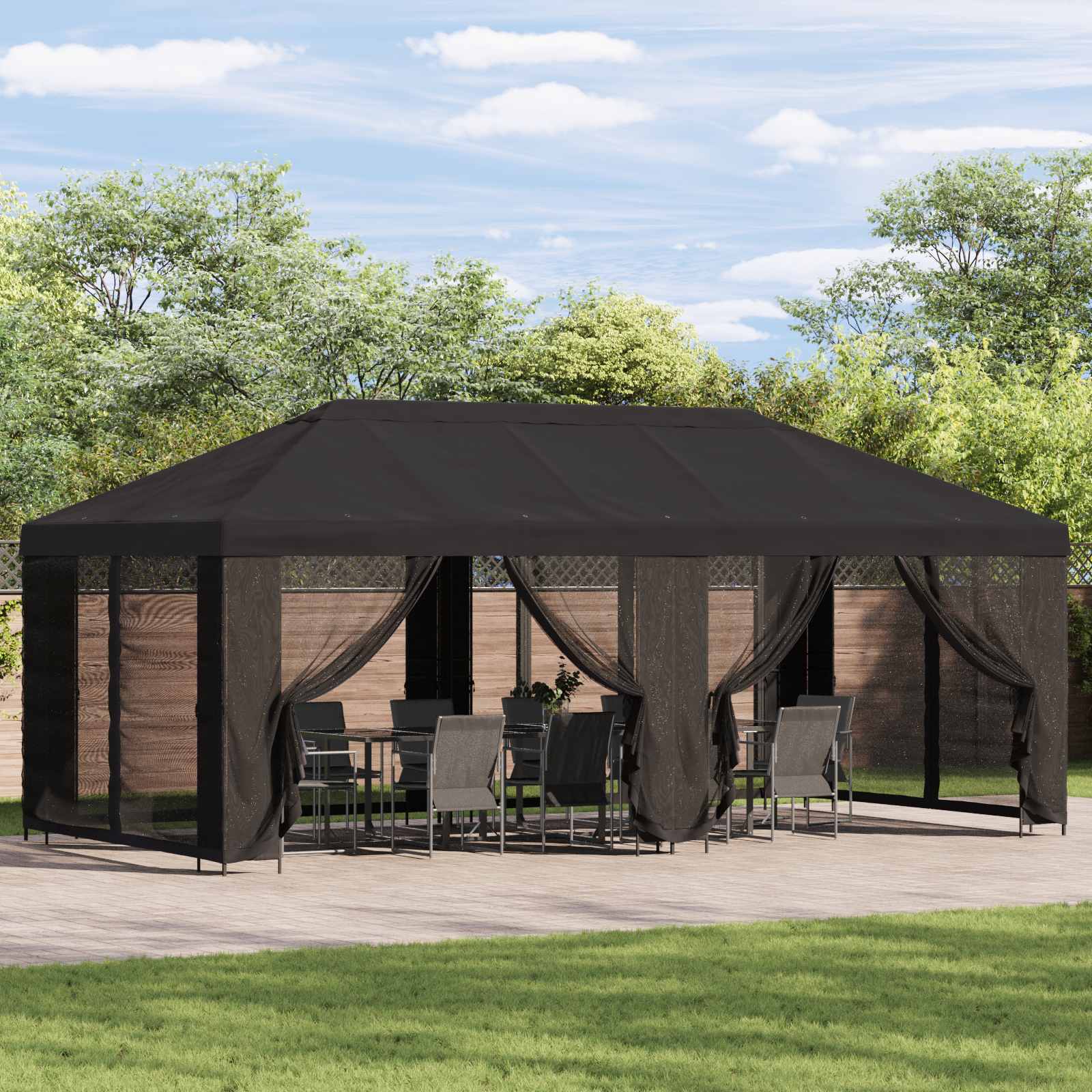Gazebo with side walls 6 x 3 m Yellow Polyester and Steel