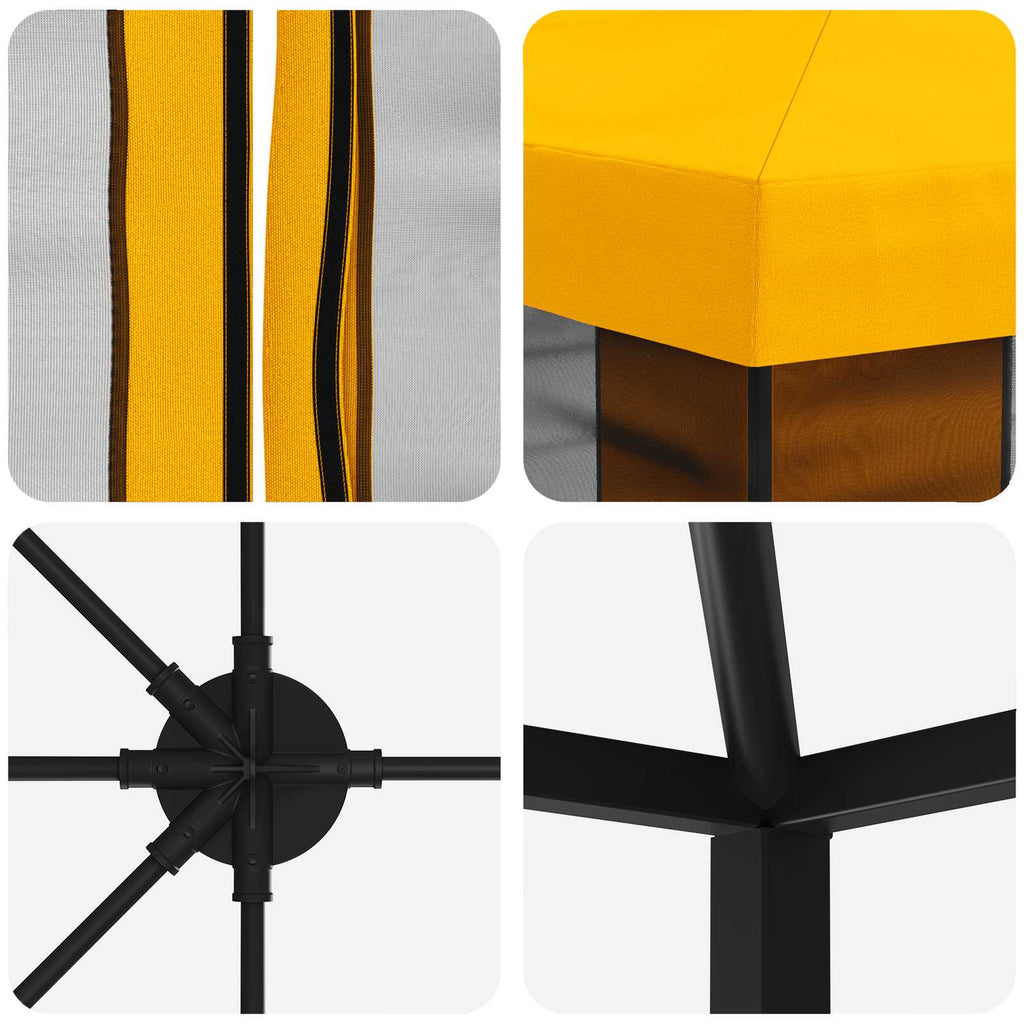 Gazebo con paredes laterales 6 x 3 m Amarillo Poliéster y Acero