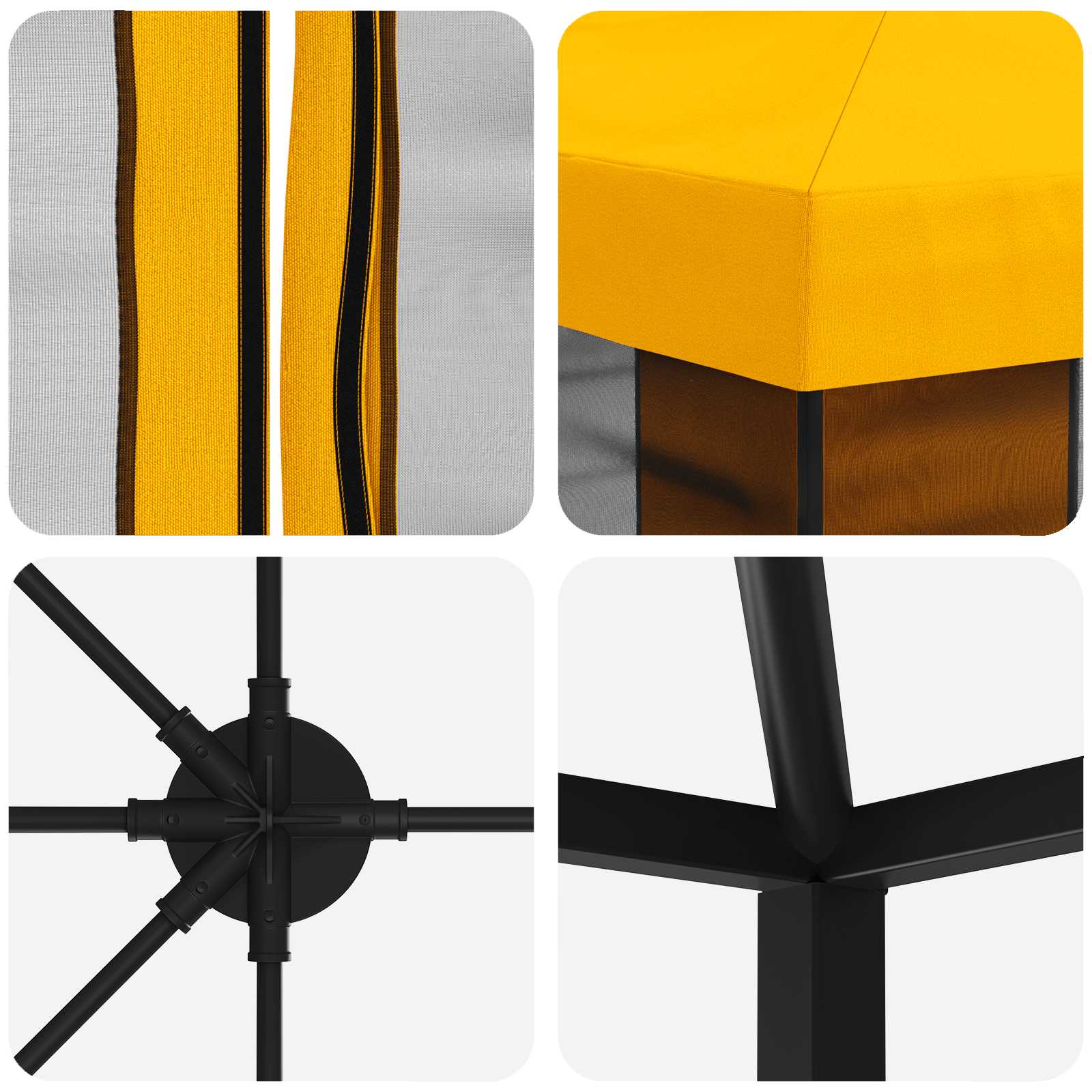 Gazebo con paredes laterales 6 x 3 m Amarillo Poliéster y Acero