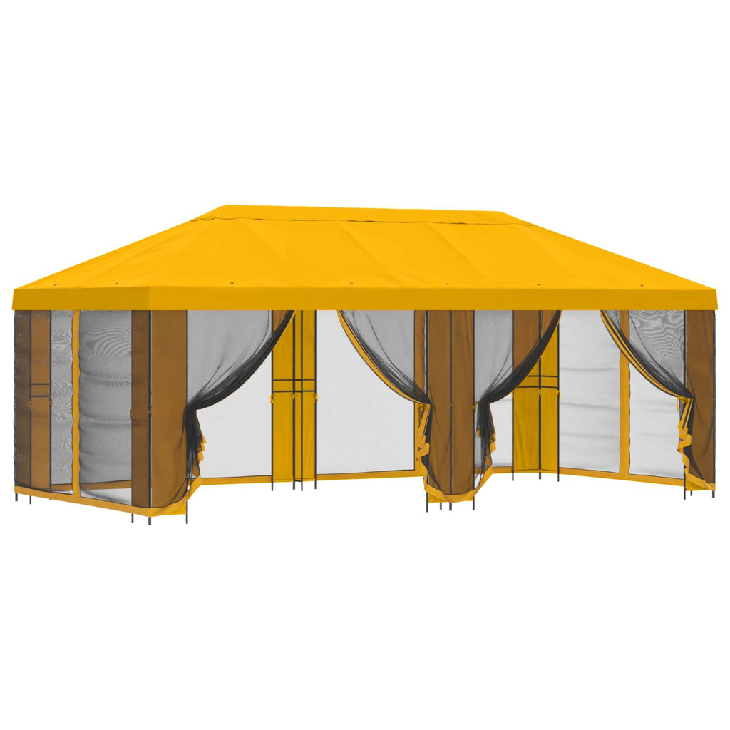 Gazebo con paredes laterales 6 x 3 m Amarillo Poliéster y Acero