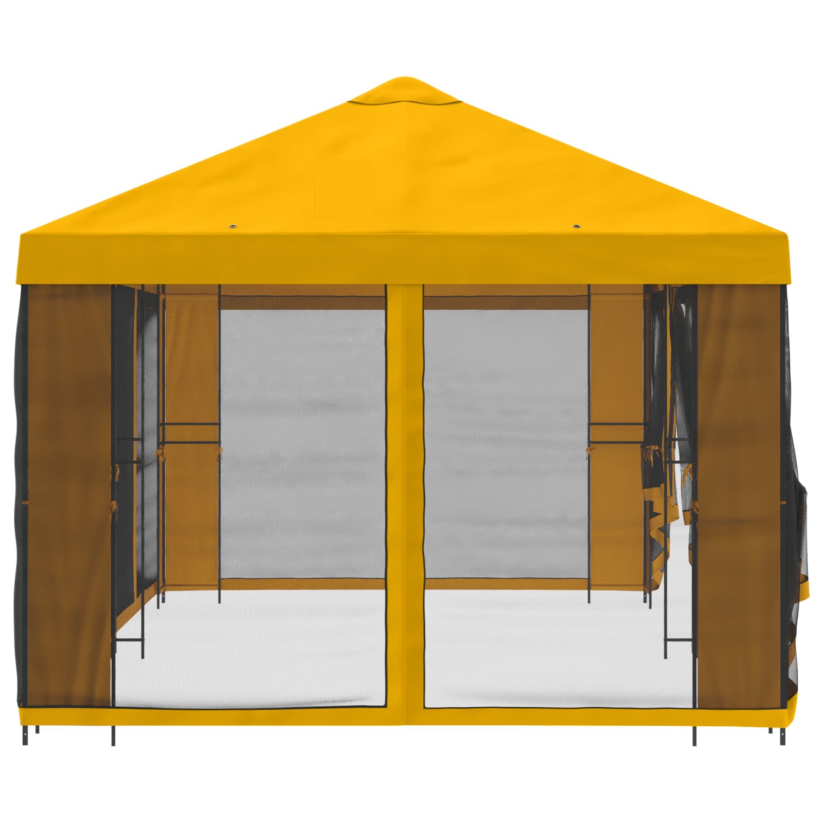 Gazebo con paredes laterales 6 x 3 m Amarillo Poliéster y Acero