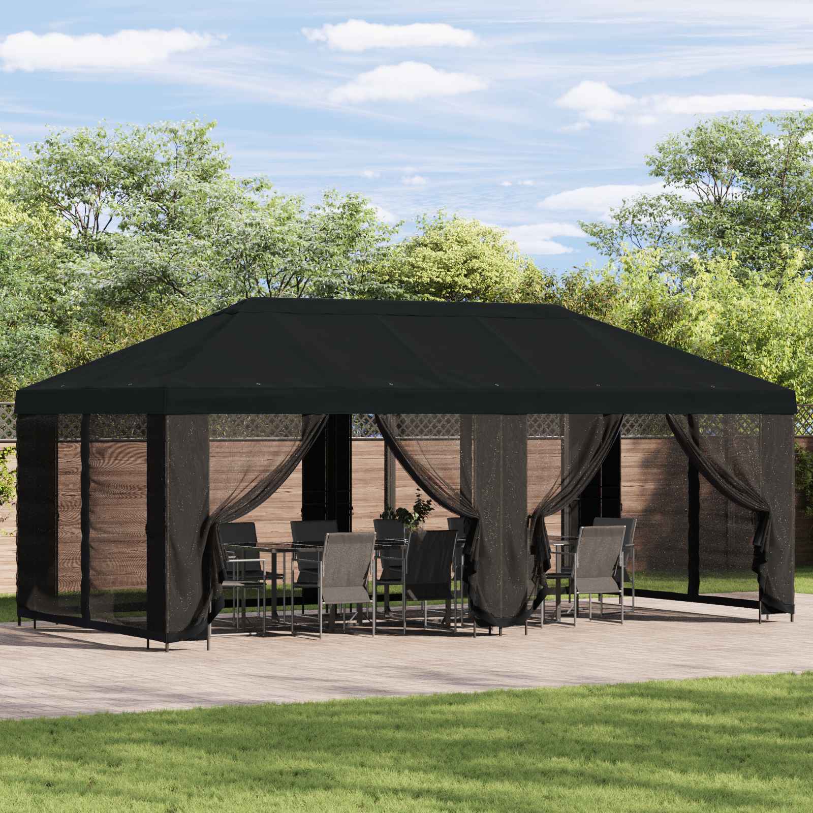 Gazebo with side walls 6 x 3 m Yellow Polyester and Steel