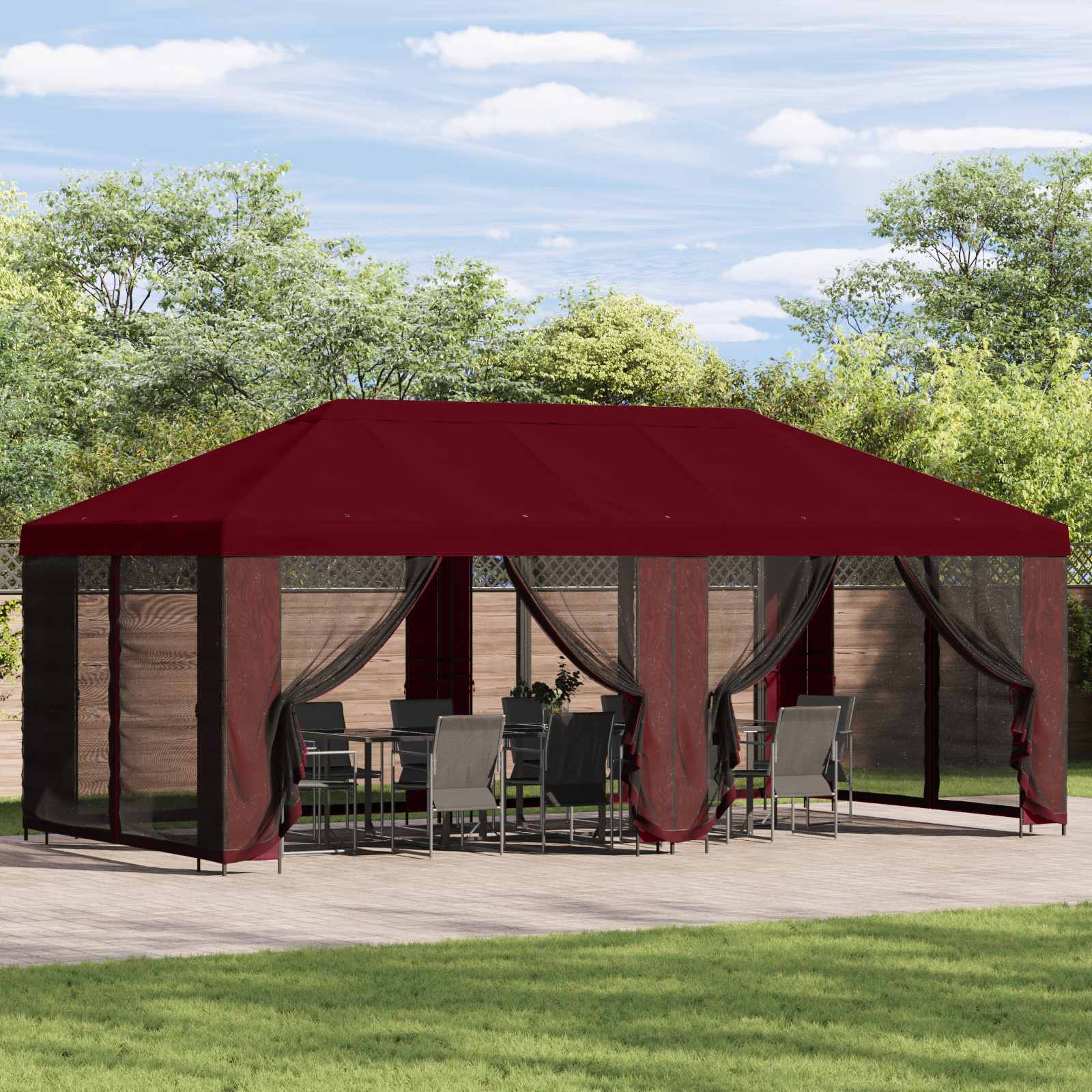 Gazebo with side walls 6 x 3 m Yellow Polyester and Steel