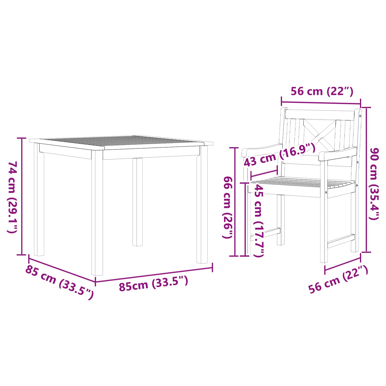 Conjunto de Comedor de Jardín 3 pcs Marrón