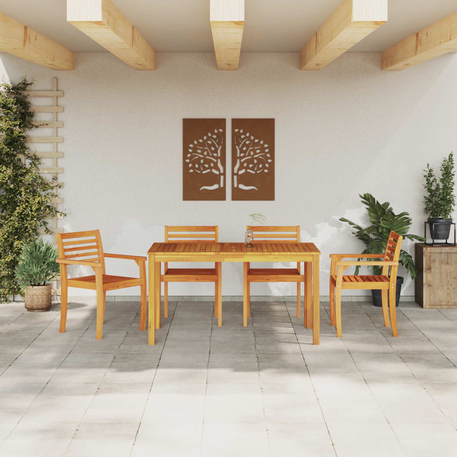 Conjunto de Comedor de Jardín 5 pcs Marrón
