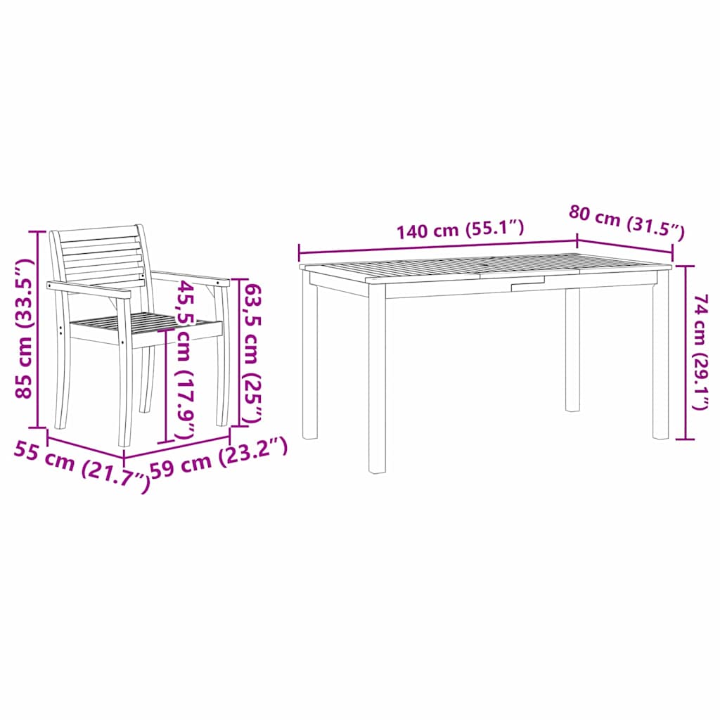 Conjunto de Comedor de Jardín 7 pcs Marrón