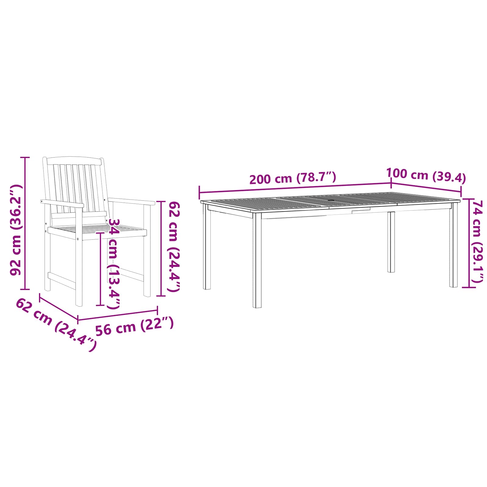 Conjunto de Comedor de Jardín 7 pcs Marrón