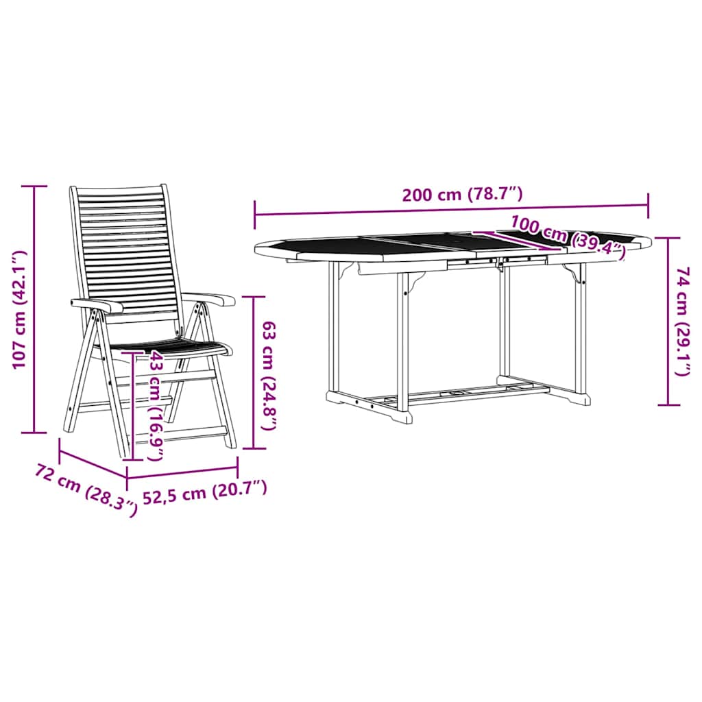 Conjunto de Comedor de Jardín 5 pcs Marrón