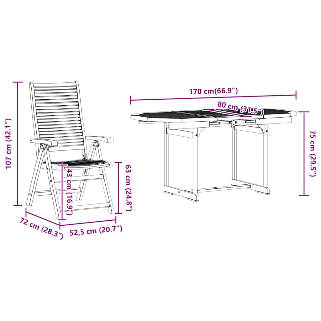 Conjunto de Comedor de Jardín 5 pcs Marrón