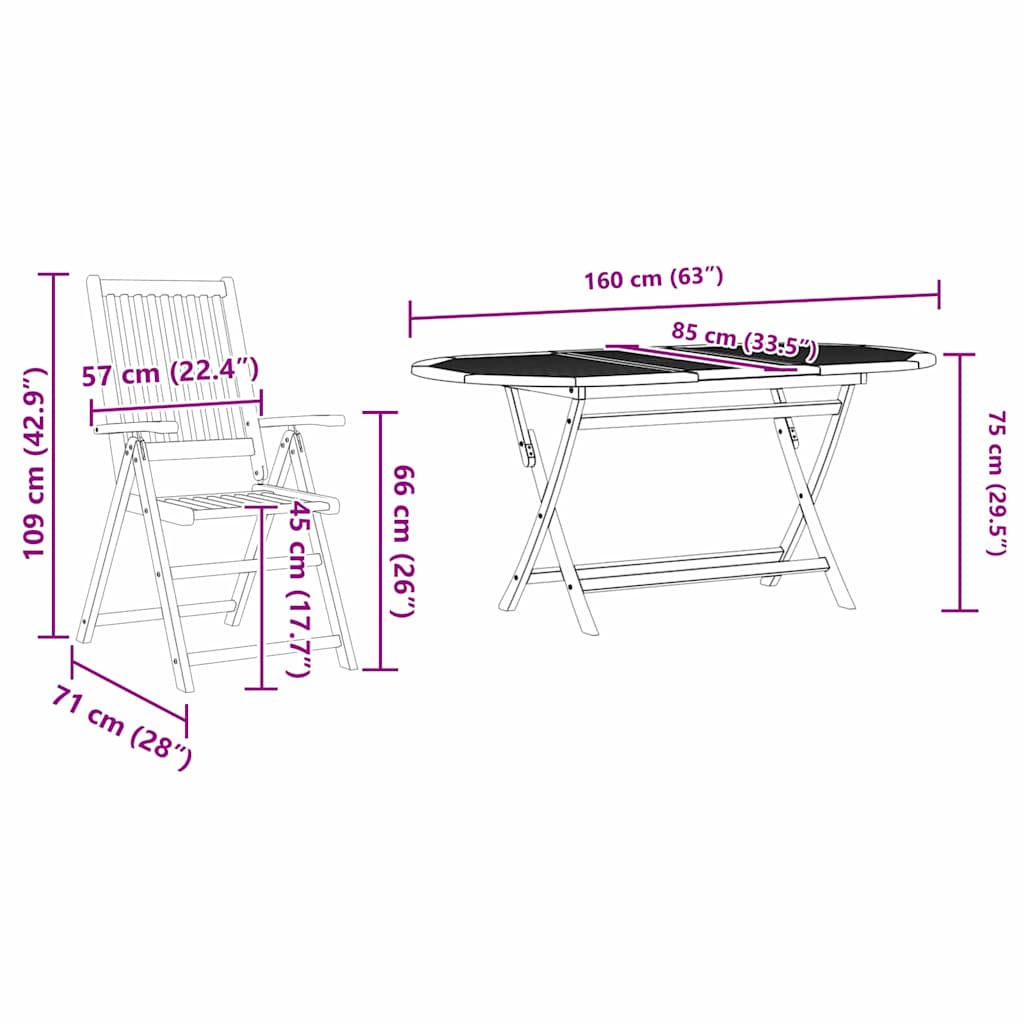 Conjunto de Comedor de Jardín 5 pcs Marrón