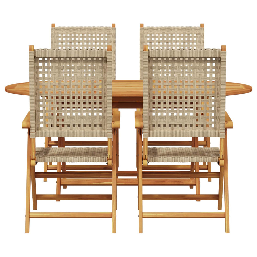 Conjunto de Comedor de Jardín 5 pcs Beige