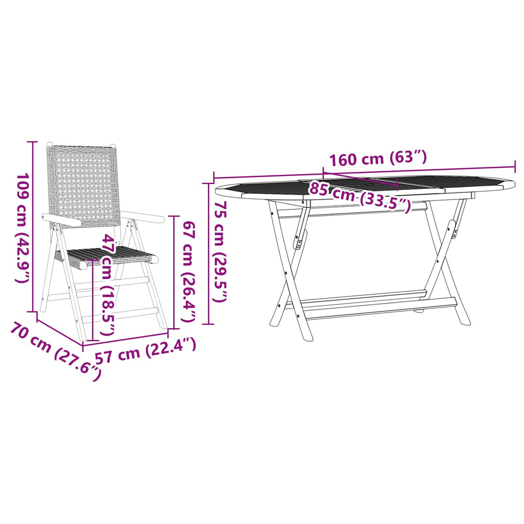 Conjunto de Comedor de Jardín 5 pcs Beige