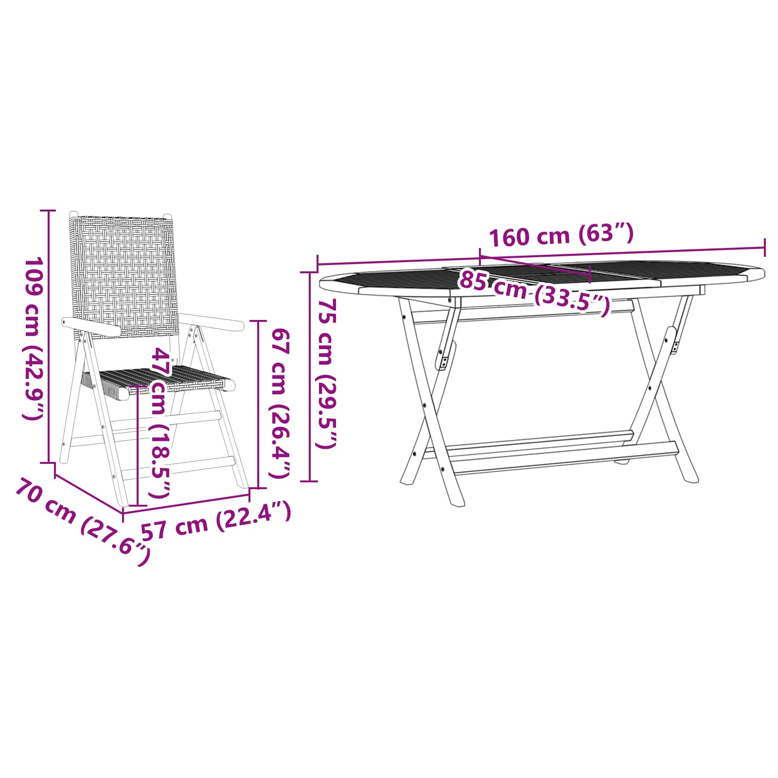 Conjunto de Comedor de Jardín 5 pcs Beige