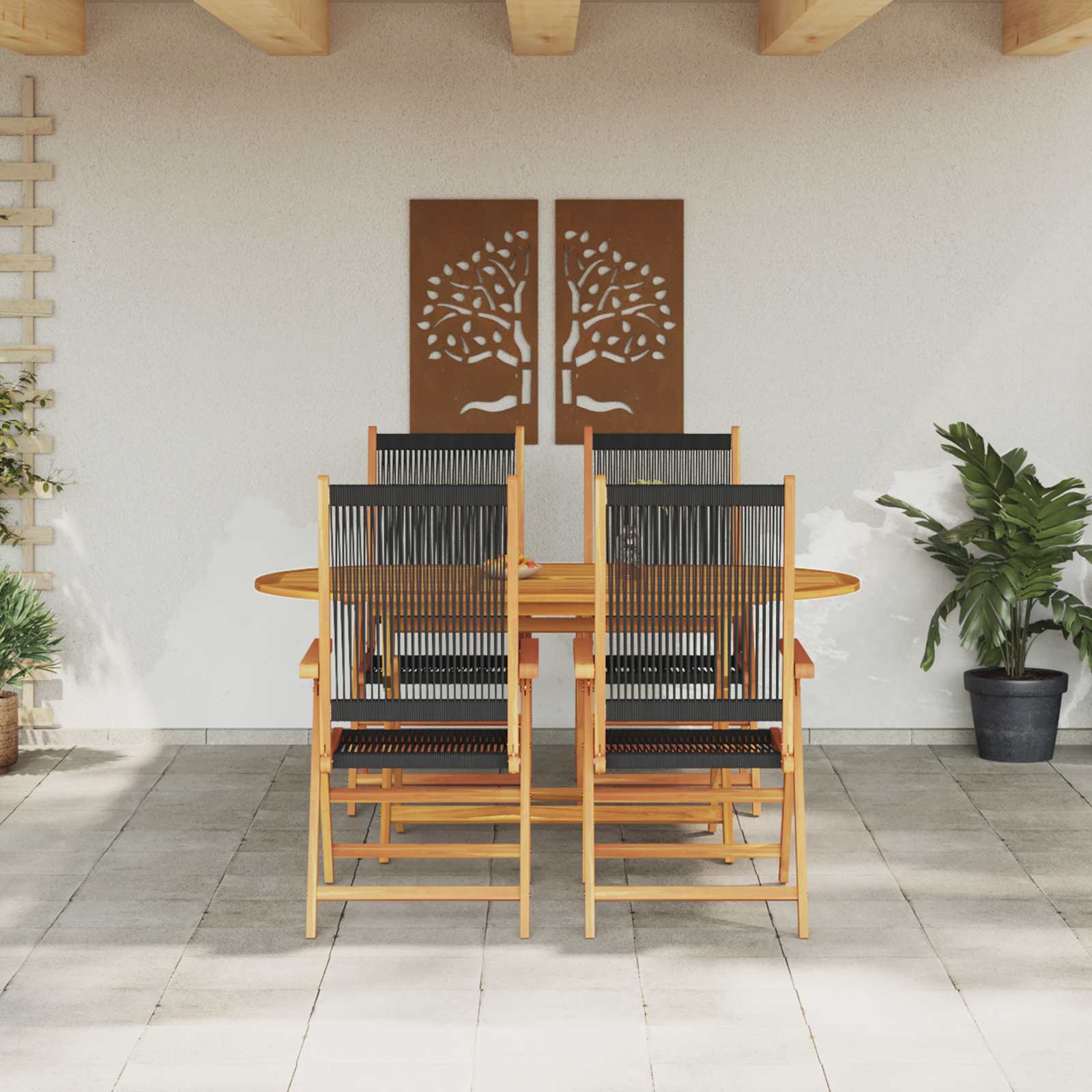 Conjunto de Comedor de Jardín 5 pcs Marrón