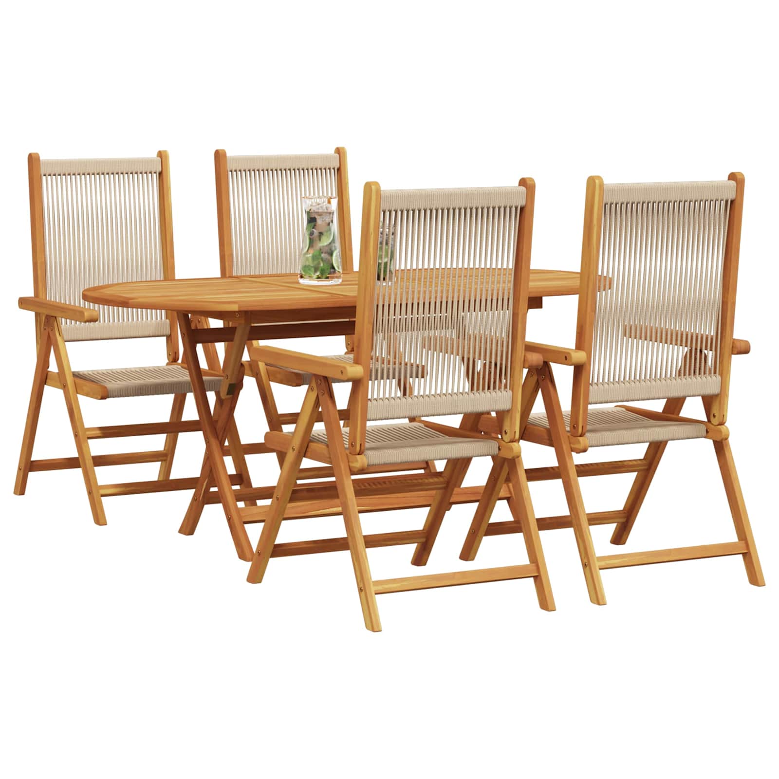 Conjunto de Comedor de Jardín 5 pcs Beige