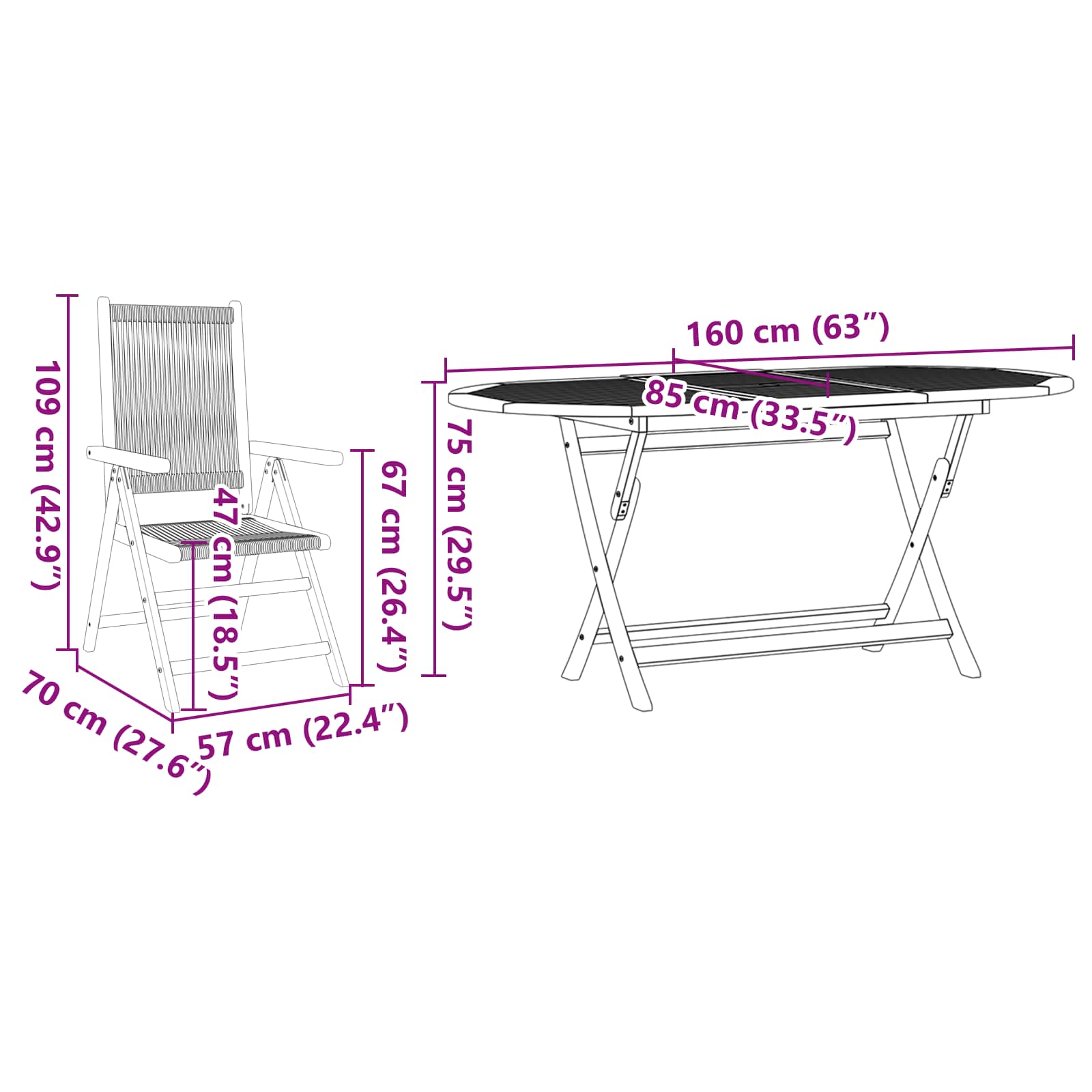 Conjunto de Comedor de Jardín 5 pcs Beige