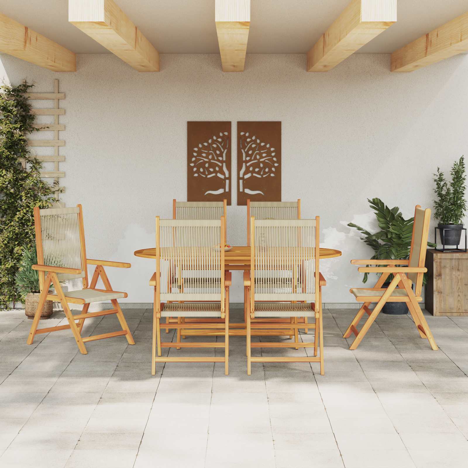 Conjunto de Comedor de Jardín 5 pcs Marrón