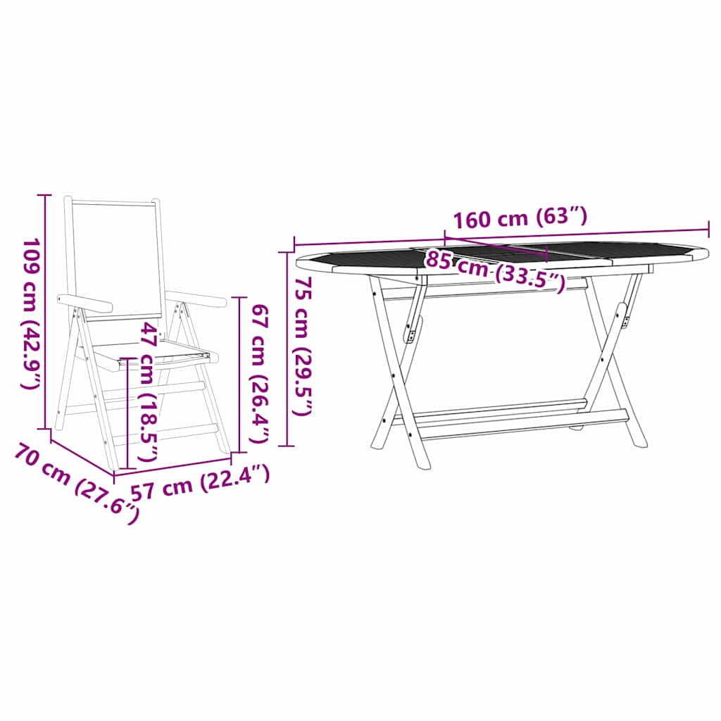 Conjunto de Comedor de Jardín 5 pcs Antracita