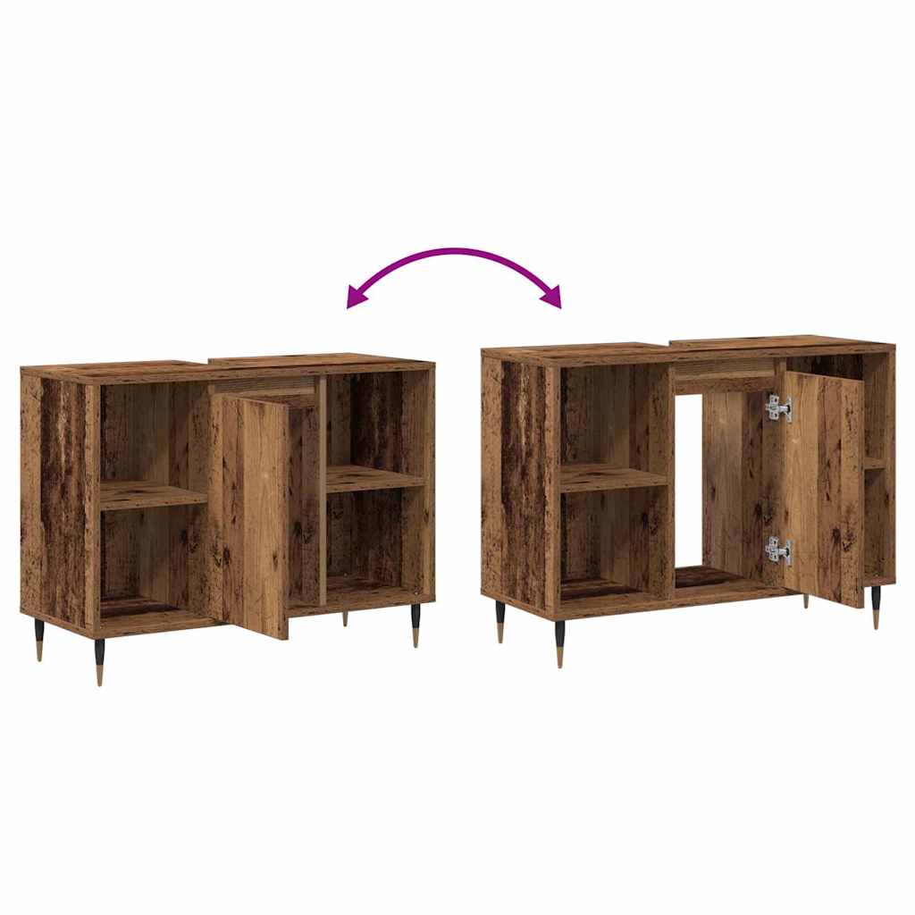Gabinete de Baño con estante Madera Vieja 80 x 33 x 60 cm