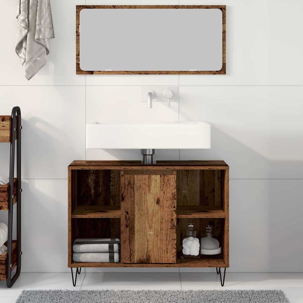 Gabinete de Baño con estante Madera Vieja 80 x 33 x 60 cm