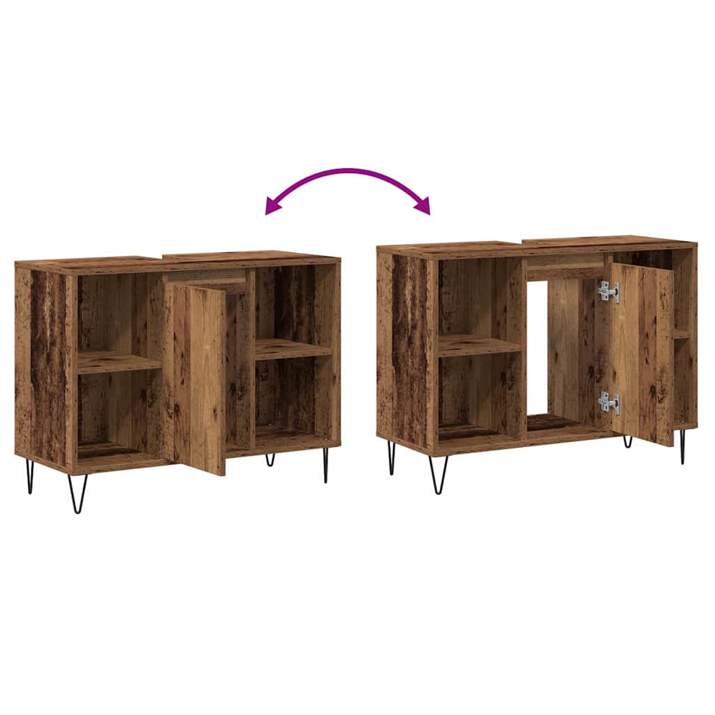 Gabinete de Baño con estante Madera Vieja 80 x 33 x 60 cm