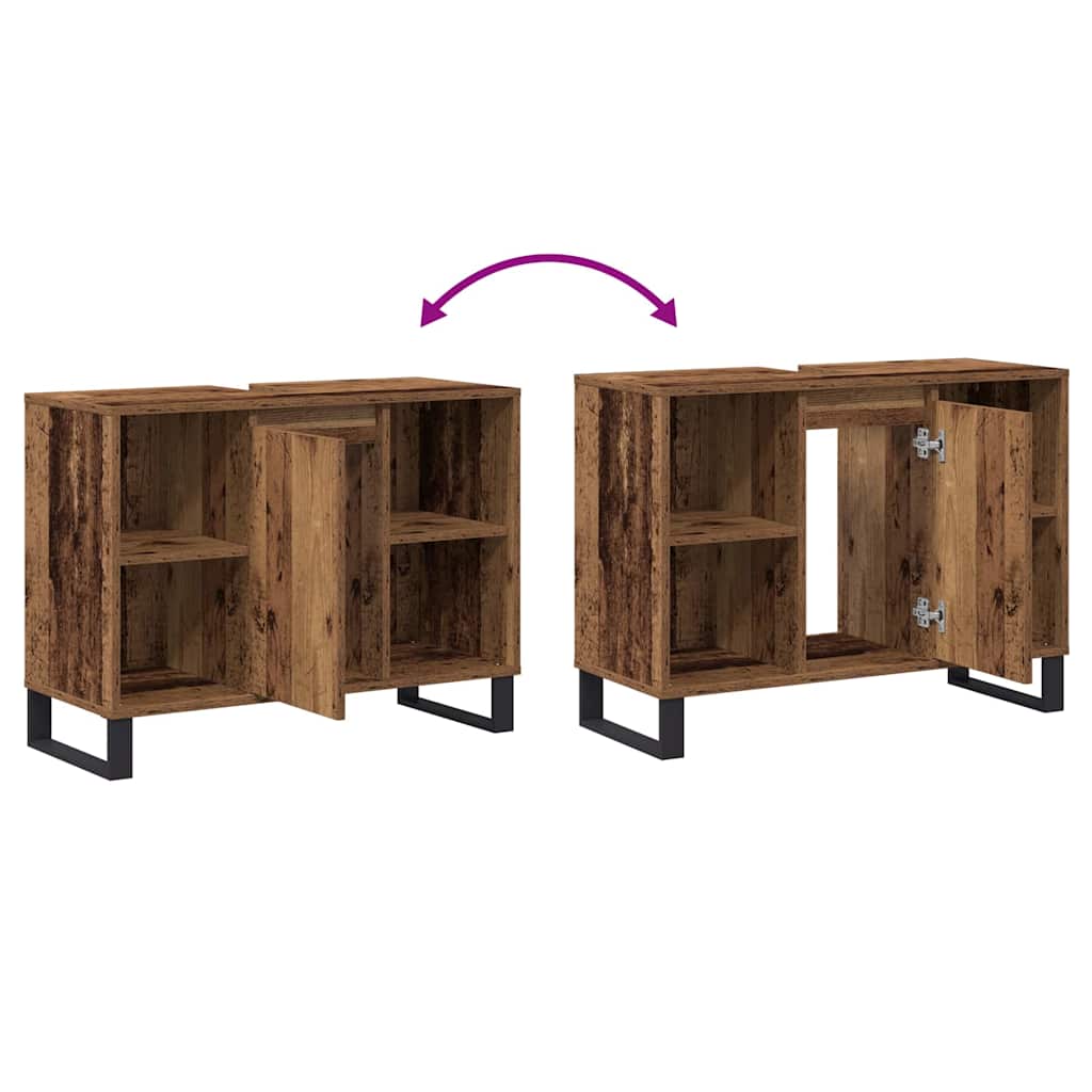 Gabinete de Baño con estante Madera Vieja 80 x 33 x 60 cm