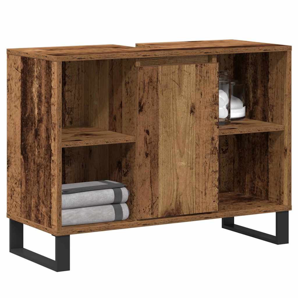 Gabinete de Baño con estante Madera Vieja 80 x 33 x 60 cm