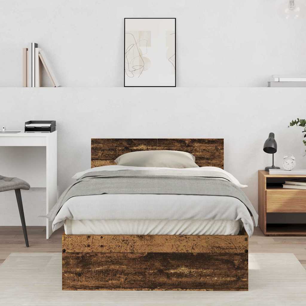 Estrutura de cama com cabeceira Madeira antiga 193 x 125 x 70 cm
